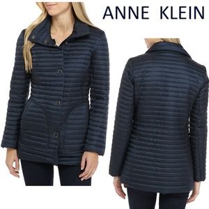 Anne Klein Chenille Stand Collar Puffer Coat